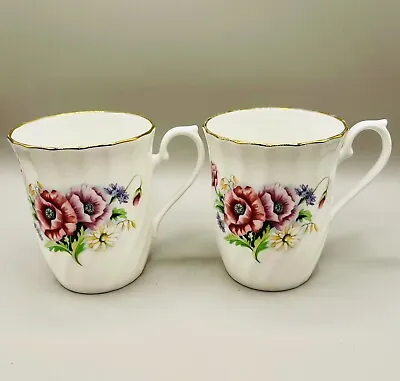 Buy (2) Royal Sutherland HM Fine Bone China England Mixed Floral Coffee Mug Tea Cup • 19.03£