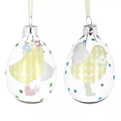 Buy Gisela Graham Glass Easter Chick Spotted Colourful Hanging Decorations • 11.99£