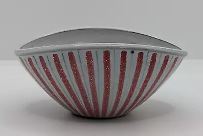 Buy Vintage RYE British Studio Pottery Cottage Stripes Pinched Sculptural Bowl • 65£
