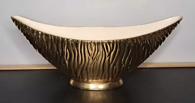 Buy Crown Devon 11.5” Gold Cream Glazed Ceramic Gondola Mantle Vase 1224 • 19.99£