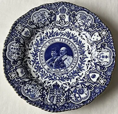 Buy Coalport Blue And White Bone China Plate, Coronation Of King Edward VII 1902. • 20£