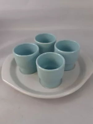 Buy Poole Pottery Twintone Egg Cups & Tray Ice Green Vintage British READ CONDITION • 15.99£