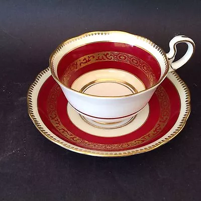 Buy Radfords Bone China Fenton England 7880/5 Red Burgunddy Gold Lace Cup & Saucer • 6.62£