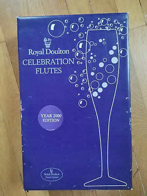 Buy New In Box ROYAL DOULTON CRYSTAL CHAMPAGNE Celebration Flutes 2000 Edition  • 48.02£