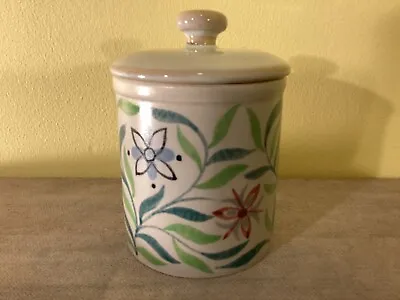 Buy POOLE POTTERY Handpainted Contemporary LIDDED POT LEAF & FLORAL PATTERN 1950s • 12£