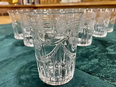 Buy 6 Genuine Antique Cut And Etched Glass Tumblers In Perfect Condition. • 95£
