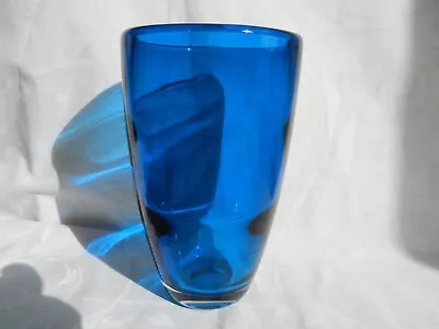 Buy Vintage Whitefriars Glass Large Blue Hooped Vase • 44.99£
