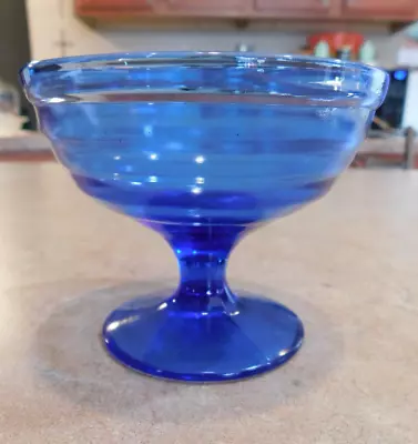 Buy Moderntone By Hazel Atlas Glass Cobalt Blue Transparent Sherbet Dish • 5.69£