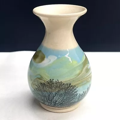 Buy Boscastle Time Irwing Little Art Pottery Handcrafted Vase Blue & Green Landscape • 15.99£
