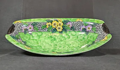 Buy Maling Oval Green Peony Design Fruit Bowl With Floral Design. • 18£