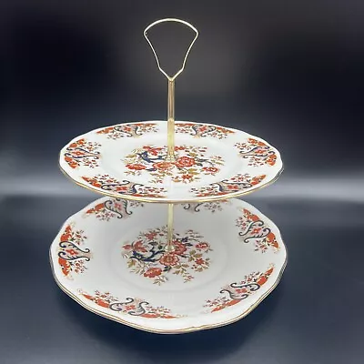 Buy Vintage Colclough Royale 2 Tiered Cake Stand With Handle Bone China 26cm VGC • 14.95£