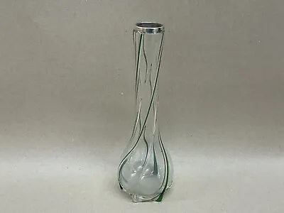 Buy Antique Art Nouveau Sterling Silver Rim And Green Twist Glass Posy Vase • 55£