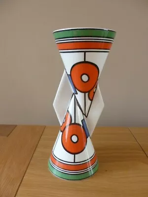 Buy Clarice Cliff Circles And Squares Yo-yo Vase Rare Beautiful Slight Fault • 100£