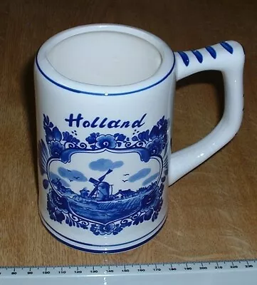 Buy Vintage White Blue Hand Painted Stein HOLLAND 125 Mm Tall Stamped • 25£
