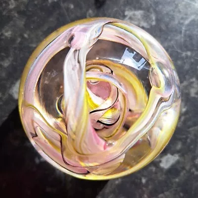 Buy Glass Paperweight Pink Swirl Pattern • 0.99£