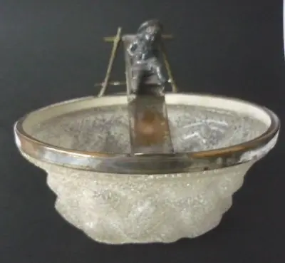 Buy WMF German Figural Girl On Sled Ice Bucket Frosted Crackle Glass Signed • 35£