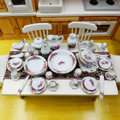 Buy 40x/set US1:12 DollhoUSe Miniature Tableware Porcelain Ceramic Tea Cup Dish G HO • 13.20£