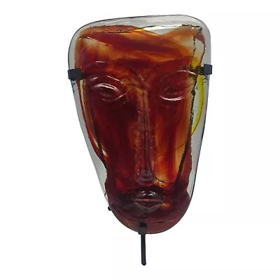 Buy Kosta Boda Erik Hoglund Art Glass Face Clear Blood Orange Infused 1960’s • 121.42£