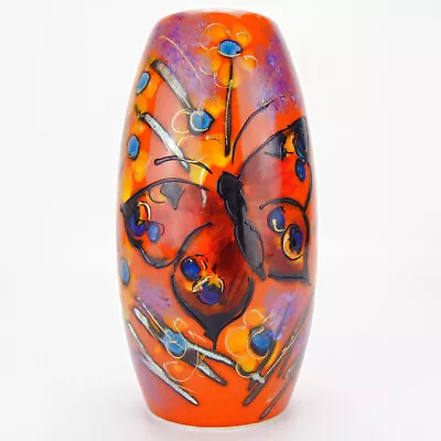 Buy Anita Harris Studio Pottery Vase Colourful Hand Painted Butterfly Design 17.5cm • 119.99£