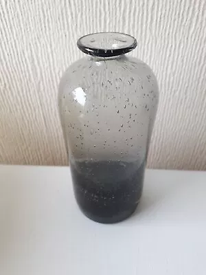 Buy Vintage Mid Century Heavy Base Hand Blown Glass Controlled Bubble Vase 14cm Tall • 25£