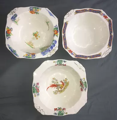 Buy 3 Vintage Alfred Meakin Harmony Shape Different Design Soup Pasta Bowls 8.5 Inch • 15£