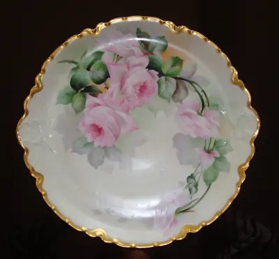 Buy Antique Limoges Haviland Large 14  Hand Painted Plate Platter Tray, Roses & Gold • 152.72£