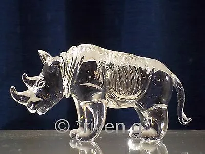 Buy RHINO Figurine@CRYSTAL Glass BEAST@UNIQUE Collectable Gift@Wild Jungle Animal • 19.99£