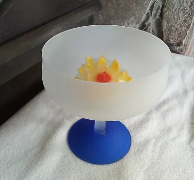 Buy Frosted Glass Tea Light Candle Holder On Stemmed Bowl With  Floating Candle. • 7.50£