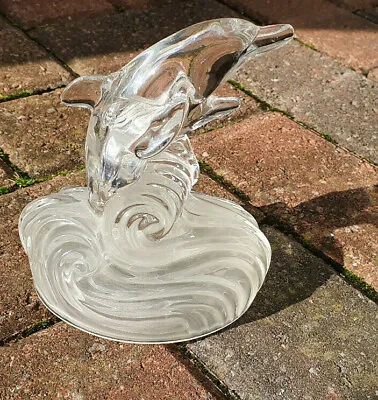 Buy CRYSTAL — DOLPHIN — ORNIMANT —1980s — VINTAGE — CONTEMPORARY — FROSTED & CLEAR • 14.50£
