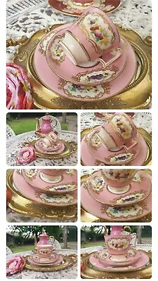 Buy Antique Old Chelsea, Fenton Pink China Teacup Trio • 64£