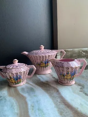 Buy Pink Sadler Teapot Milk Jug Sugar Bowl Set 1937 - 1947 Vintage Antique Deco • 100£