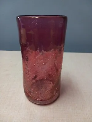 Buy Vintage Blenko Pinched Crackle Dimple Tumbler Drinking Glass Pink Nice • 21.09£