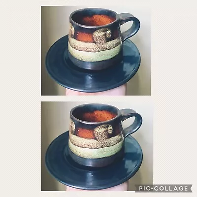 Buy Newlyn Celtic Pottery Cup & Saucer Set Of 2 Vintage Ceramic  • 19.99£