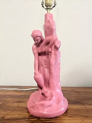 Buy Vintage Van Briggle Rose Pink Rebecca At The Well Pottery Lamp 20”Tall Rare • 238.81£
