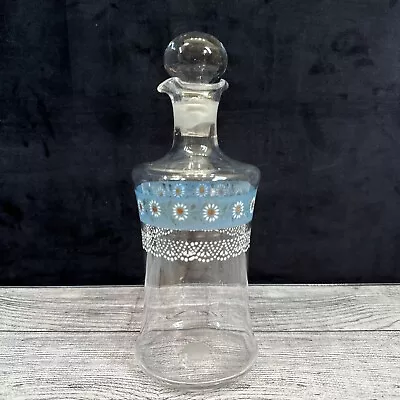 Buy Antique Raised Enamel Daisy French Art Nouveau Glass Bottle Decanter + Stopper • 17£