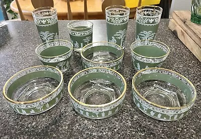 Buy Vintage Wedgwood Jeannette Hellenic Green Jasper Glassware 10 Pc • 33.19£