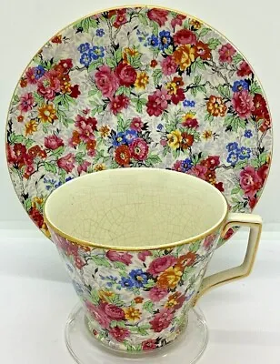 Buy Vintage Lord Nelson Ware England Chintz Tea Cup Saucer Marina BCM Coffee Roses • 23.61£
