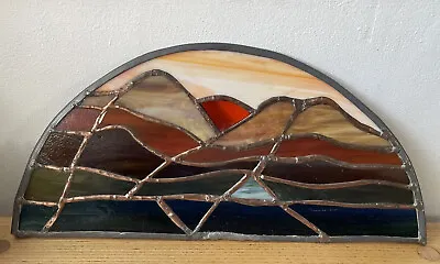Buy Beautiful Stained Glass Art Panel Window Sunset Mountains Stream • 79.99£
