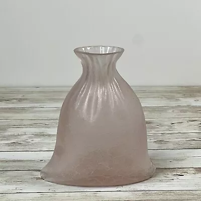 Buy Vintage SILVESTRI HAND BLOWN Pink ART GLASS Crackled Bottle Vase 5.75” • 23.67£