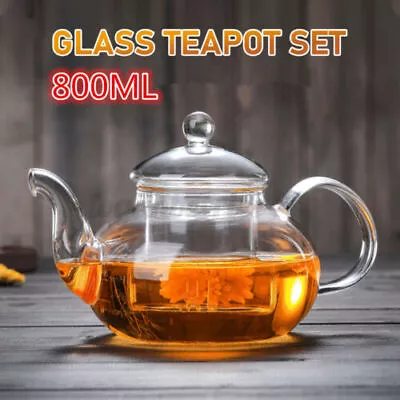 Buy Clear Tea Kettle Handheld Filter Glass Tea Pot Strainer Blooming Tea Maker 800ML • 8.79£