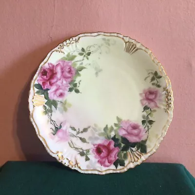 Buy Antique JPL Jean Pouyat Limoges Hand Painted Purple Floral Porcelain Plate • 17.26£
