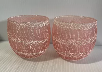 Buy Vintage Pair 1950's Spaghetti Glassware Pink • 20.79£