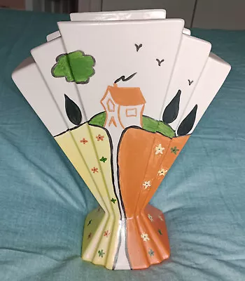 Buy Clarice Cliff Style Fan Vase From Denise Steele - Hand Painted • 45£
