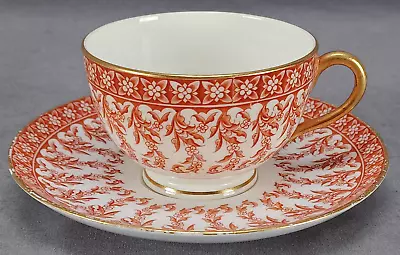 Buy Late 19th Century Royal Worcester W2997 Red Floral & Gold Tea Cup & Saucer • 121.64£