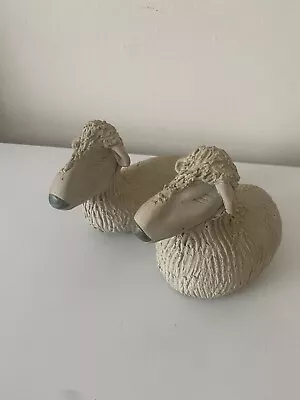 Buy Rare Unusual Pair Natural Stoneware Studio Pottery Sheep Figurines Ornaments • 0.99£