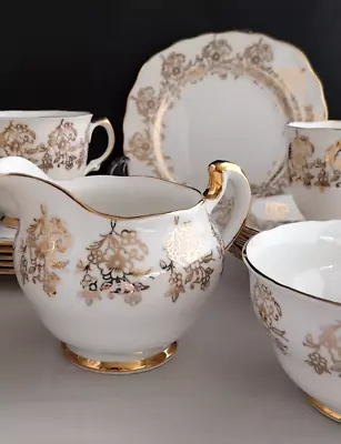 Buy Vintage Crown Royal Gold And White Bone China Tea Set 20 Pieces • 15£
