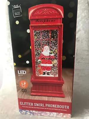 Buy Christmas Festive Magic Santa In Swirl Glitter Phone Booth With LED Glow • 19.99£