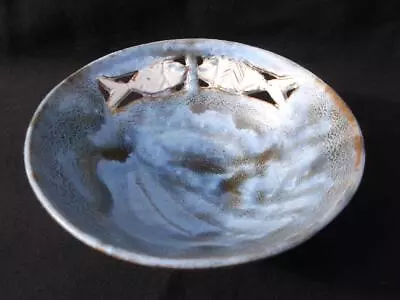 Buy Signed Beautiful Hand Made Studio Pottery Bowl With Fish Design . M2717 • 11.99£