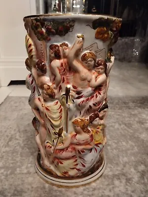 Buy Vintage Rare Capodimonte Figural Vase Embossed Romanesque Bacchanalian Scene • 89.99£