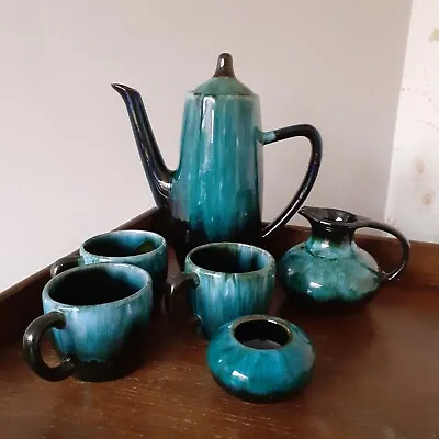 Buy Vintage Blue Mountain Pottery Canada Coffee Pot, Mugs, Milk And Sugar • 22£